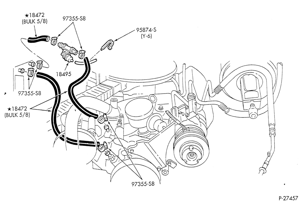 HEATER HOSES & TUBES-8 cyl. - 7.5L - w/A/C - w/o aux. heat-E