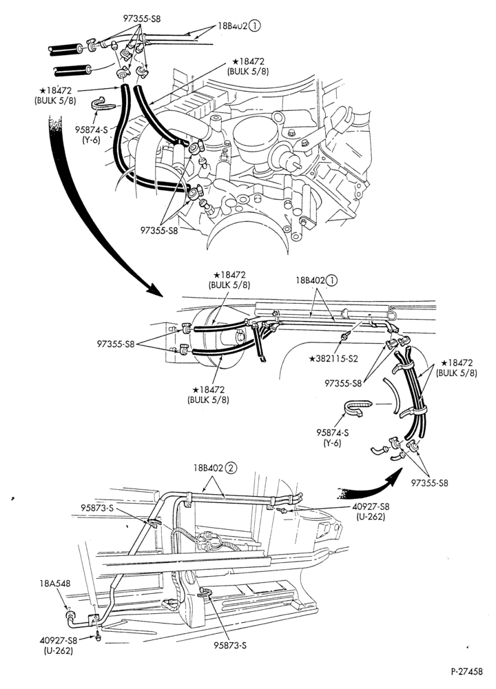 HEATER HOSES & TUBES-8 cyl. - 7.5L - w/o A/C - w/aux. heat-E