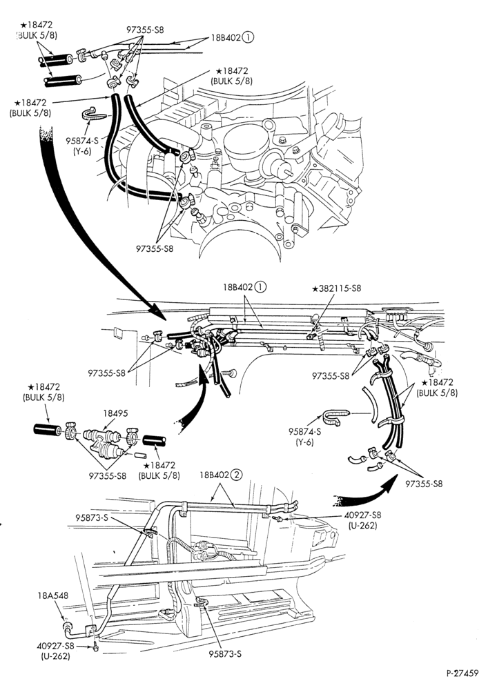 HEATER HOSES & TUBES-8 cyl. - 7.5L - w/A/C - w/aux. heat-E