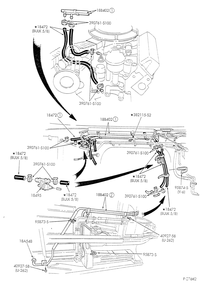 HEATER HOSES & TUBES-8 cyl. - 5.8L - w/aux. A/C - w/aux. heat-E