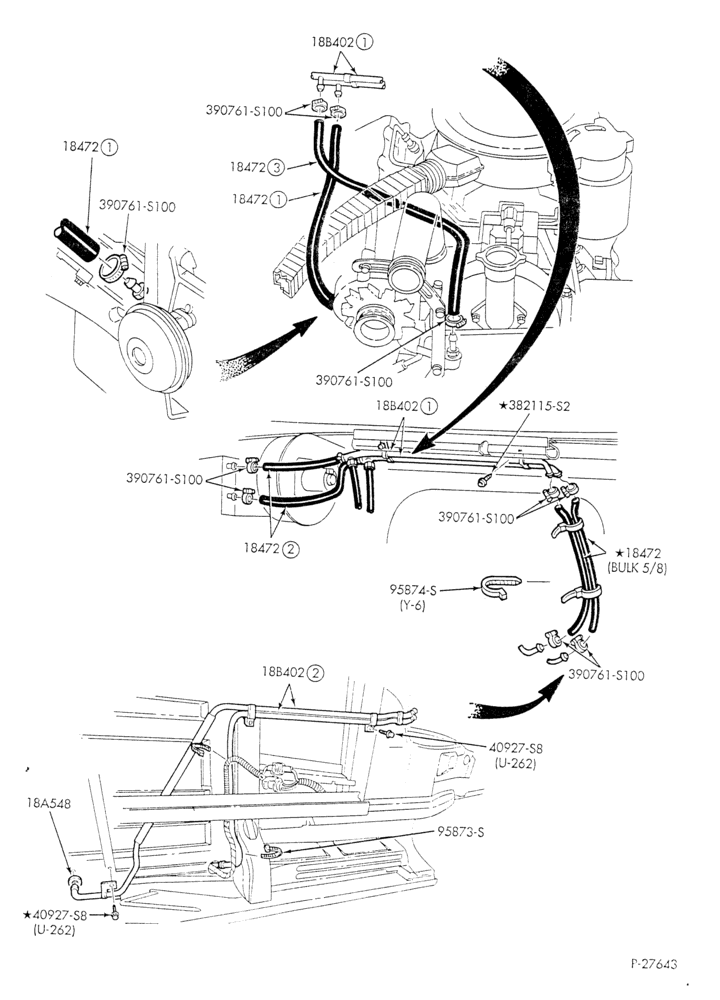 HEATER HOSES & TUBES-8 cyl. - 6.9L - w/o A/C - w/aux. heat-E