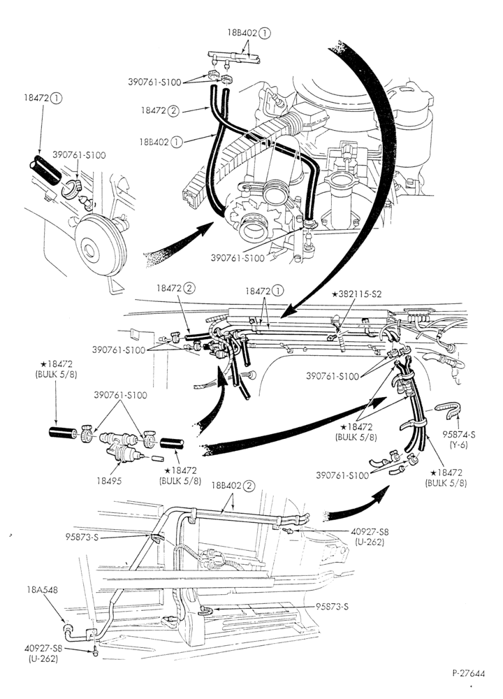 HEATER HOSES & TUBES-8 cyl. - 6.9L - w/A/C - w/aux. heat-E
