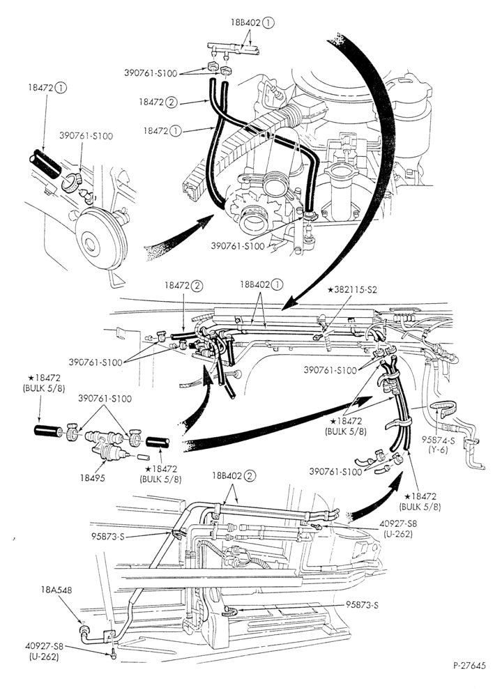 HEATER HOSES & TUBES-8 cyl. - 6.9L - w/aux. A/C - w/aux. heat-E