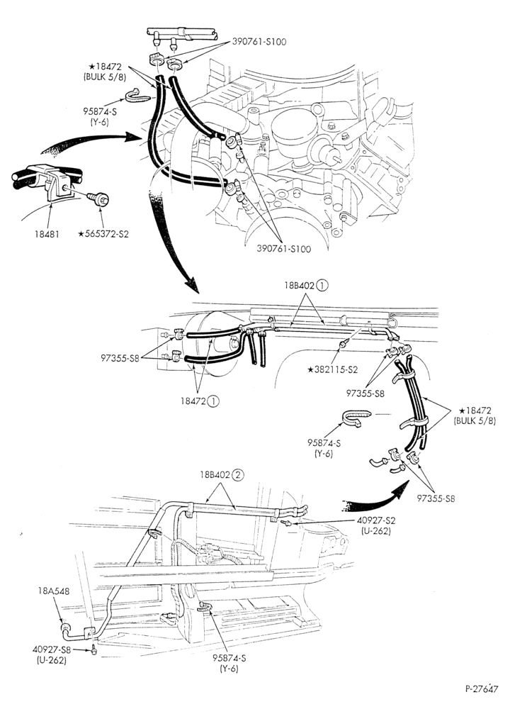 HEATER HOSES & TUBES-8 cyl. - 7.5L - w/o A/C - w/aux. heat-E