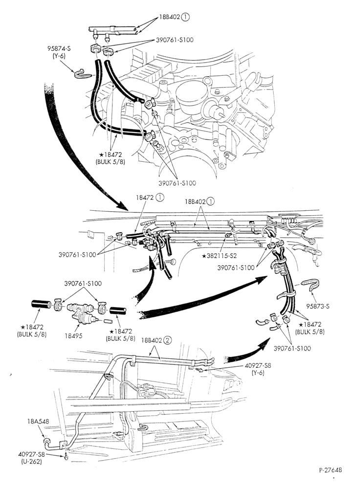 HEATER HOSES & TUBES-8 cyl. - 7.5L - w/A/C - w/aux. heat-E