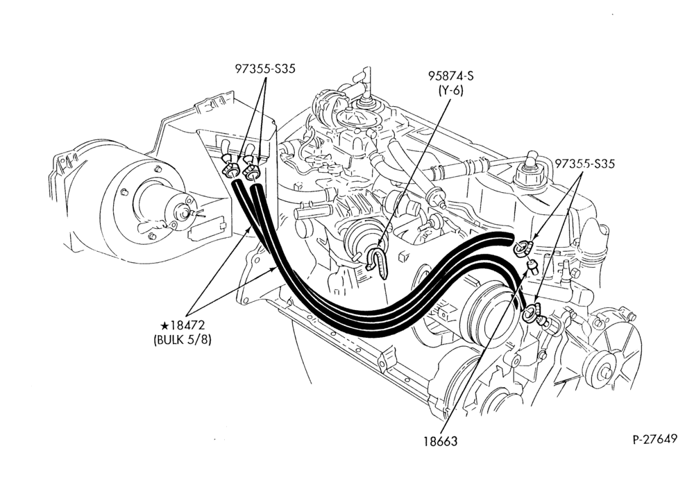 HEATER HOSES & TUBES-6 cyl. - 4.9L - w/o A/C - w/o aux. heat-F & U