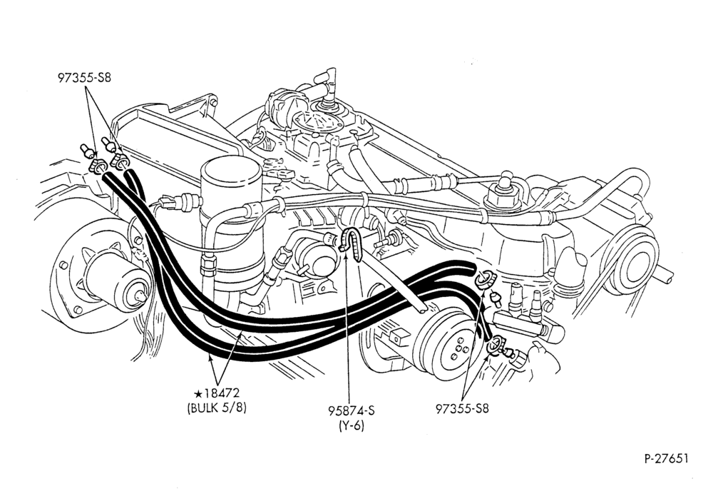HEATER HOSES & TUBES-6 cyl. - 4.9L - w/A/C - w/o aux. heat - California-F & U