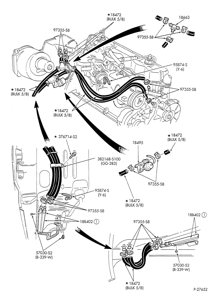 HEATER HOSES & TUBES-6 cyl. - 4.9L - w/o A/C - w/aux. heat-U