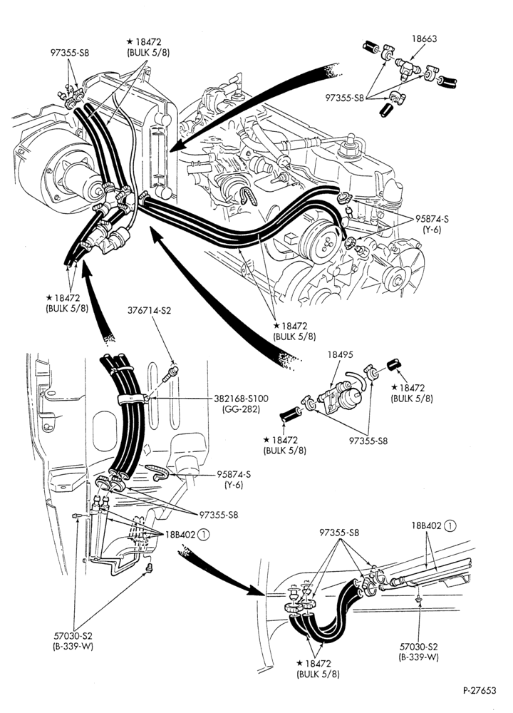 HEATER HOSES & TUBES-6 cyl. - 4.9L - w/A/C - w/aux. heat-U