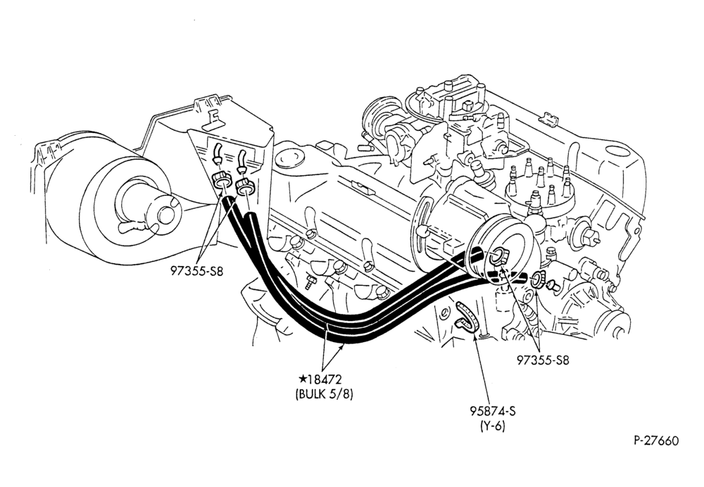 HEATER HOSES & TUBES-8 cyl. - 5.8L & 6.6L - w/o A/C - w/o aux. heat-F & U