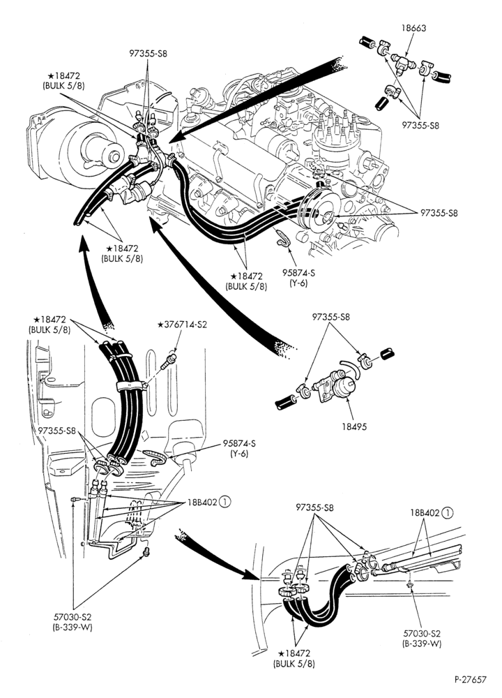 HEATER HOSES & TUBES-8 cyl. - 5.0L - w/o A/C - w/aux. heat-U