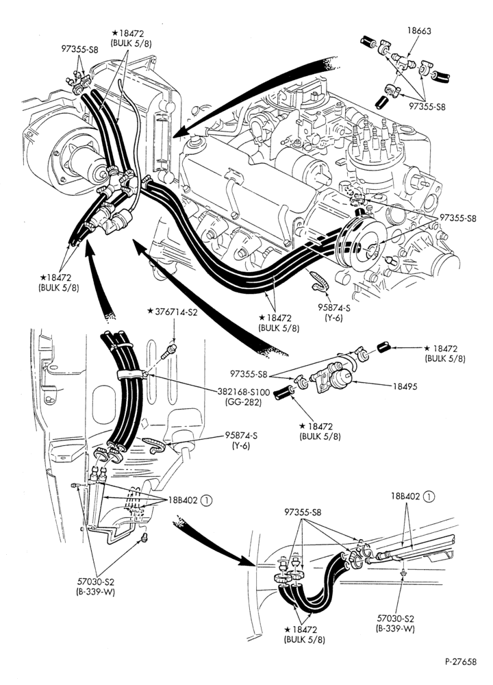 HEATER HOSES & TUBES-8 cyl. - 5.0L - w/A/C - w/aux. heat-U