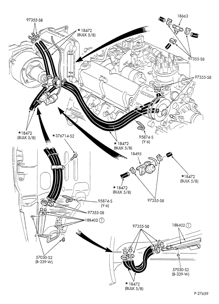 HEATER HOSES & TUBES-8 cyl. - 4.2L - w/A/C - w/aux. heat-U
