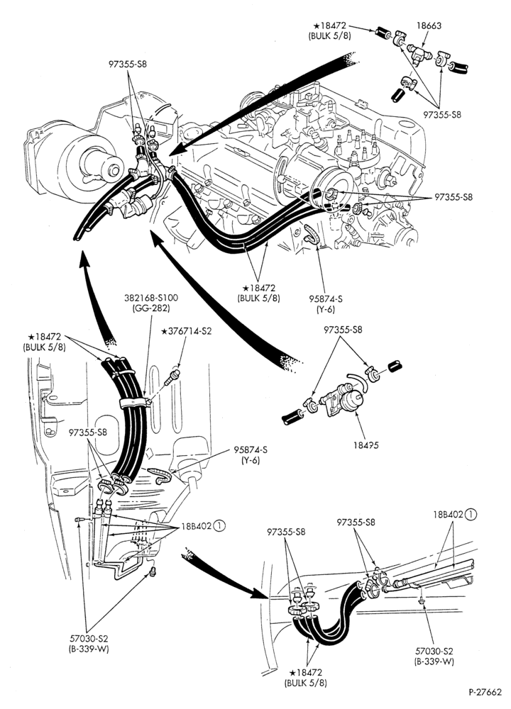 HEATER HOSES & TUBES-8 cyl. - 5.8L & 6.6L - w/o A/C - w/aux. heat-U