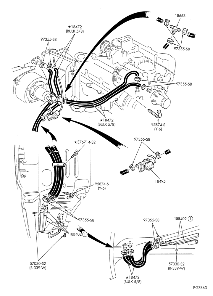HEATER HOSES & TUBES-8 cyl. - 5.8L & 6.6L - w/A/C - w/aux. heat-U
