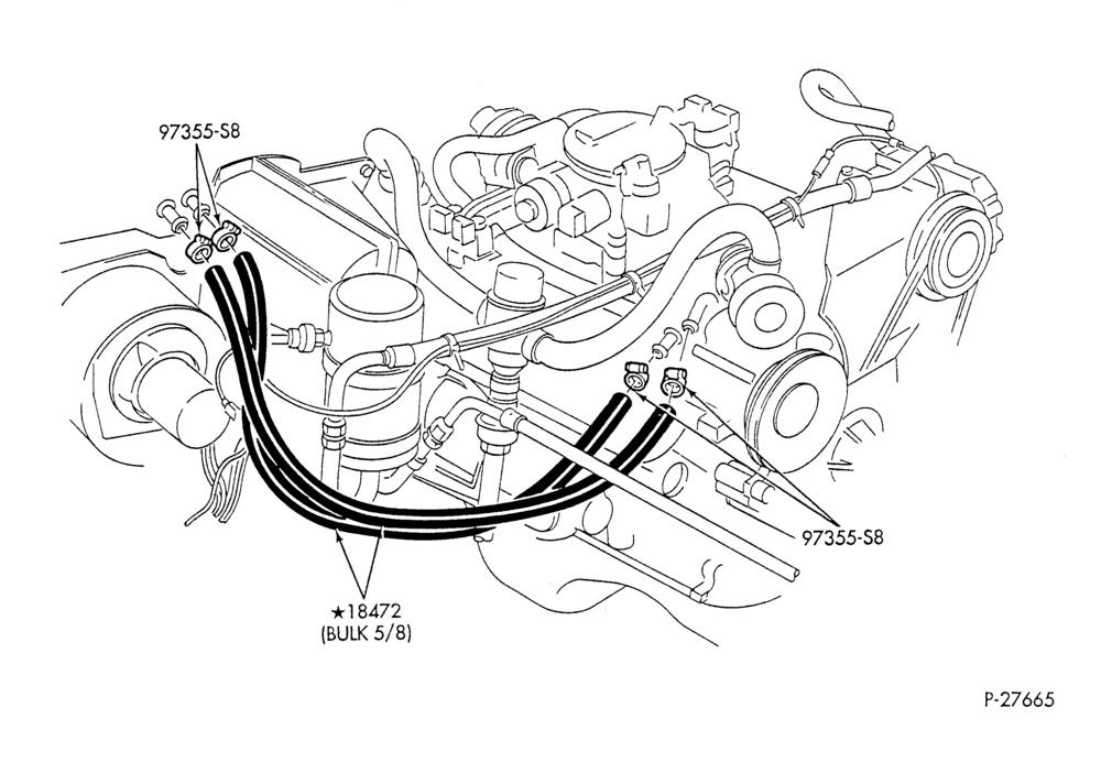 HEATER HOSES & TUBES-8 cyl. - 5.0L - w/A/C - w/o aux. heat - California-F & U