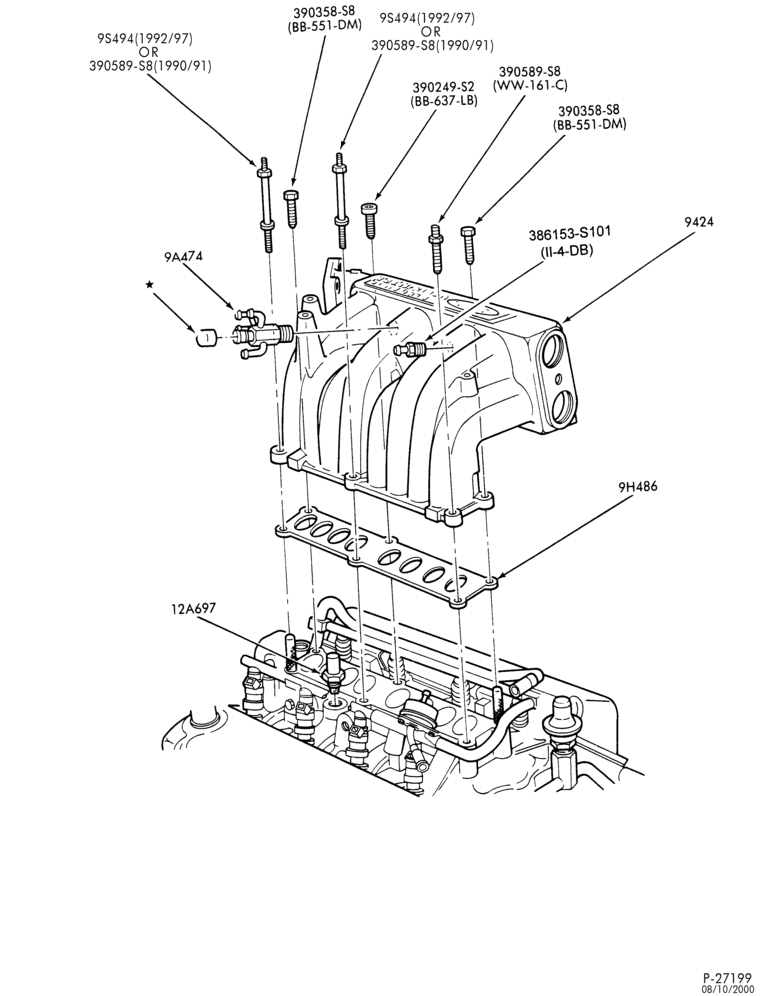 93 - 8 CYL. 5.8L - GAS-Intake - over 8500# G.V.W.