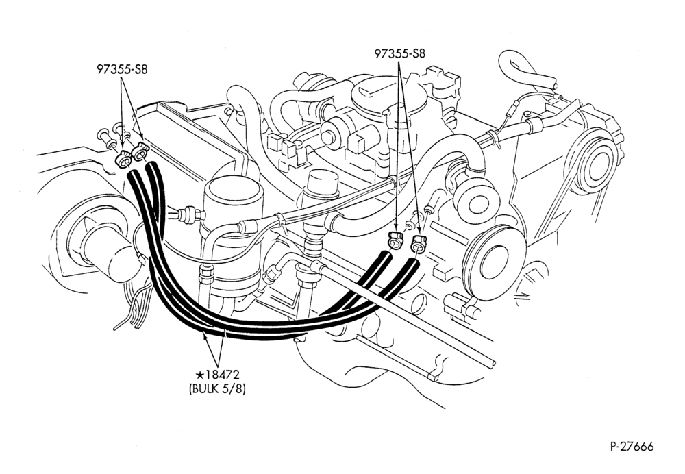 HEATER HOSES & TUBES-8 cyl. - 5.8L - w/A/C - w/o aux. heat-F & U