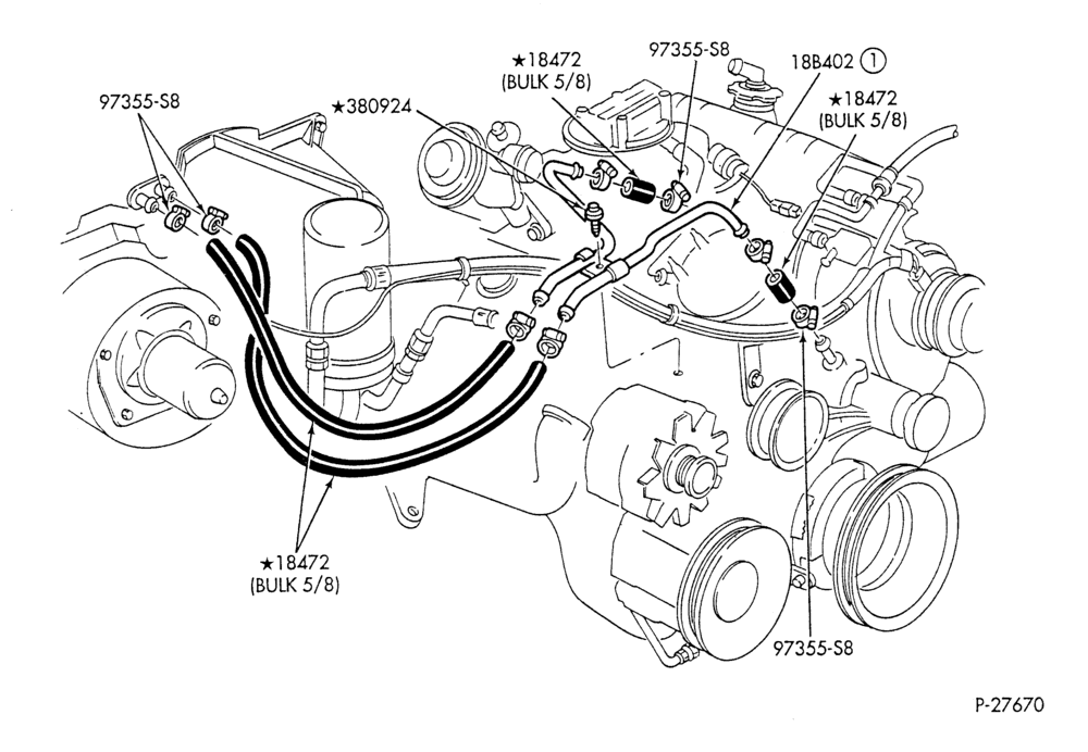 HEATER HOSES & TUBES-6 cyl. - 3.8L - w/A/C-F & U