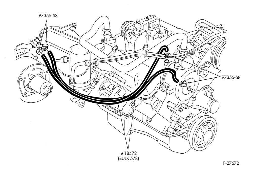 HEATER HOSES & TUBES-8 cyl. - 5.8L - w/A/C - w/o aux. heat-F & U
