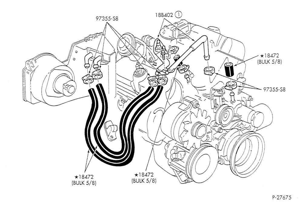 HEATER HOSES & TUBES-6 cyl. - 3.8L - w/o A/C-F & U