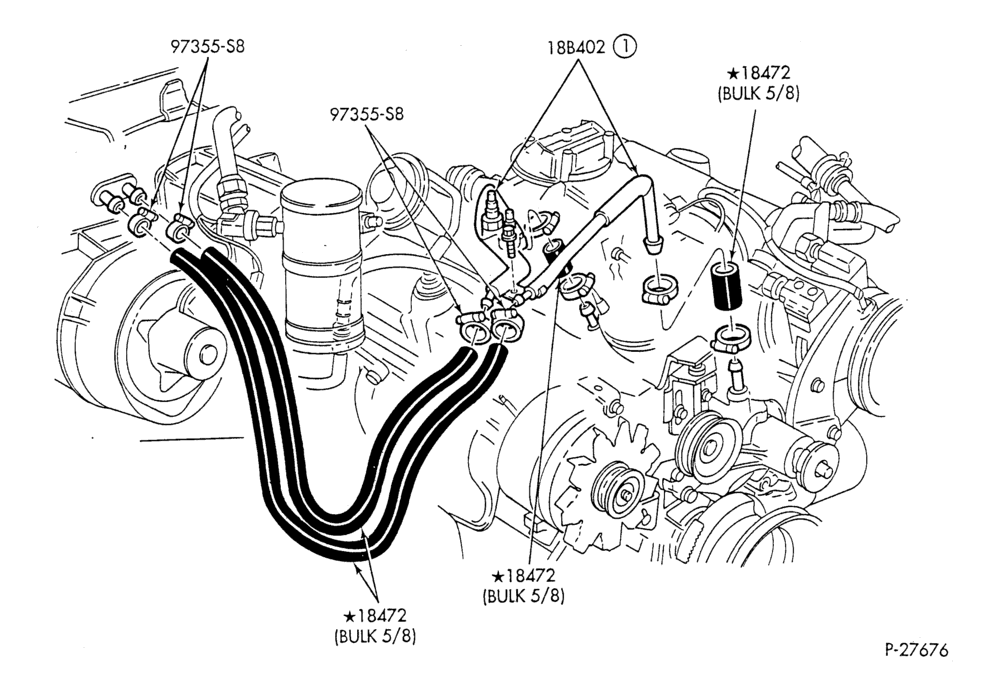 HEATER HOSES & TUBES-6 cyl. - 3.8L - w/A/C-F & U
