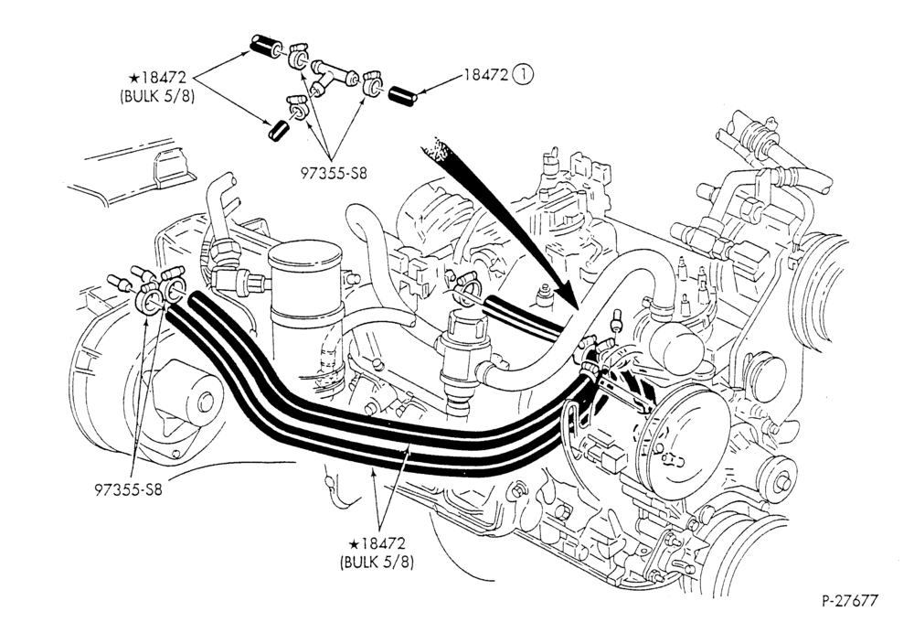 HEATER HOSES & TUBES-8 cyl. - 5.0L - w/A/C - w/o aux. heat - California-F & U