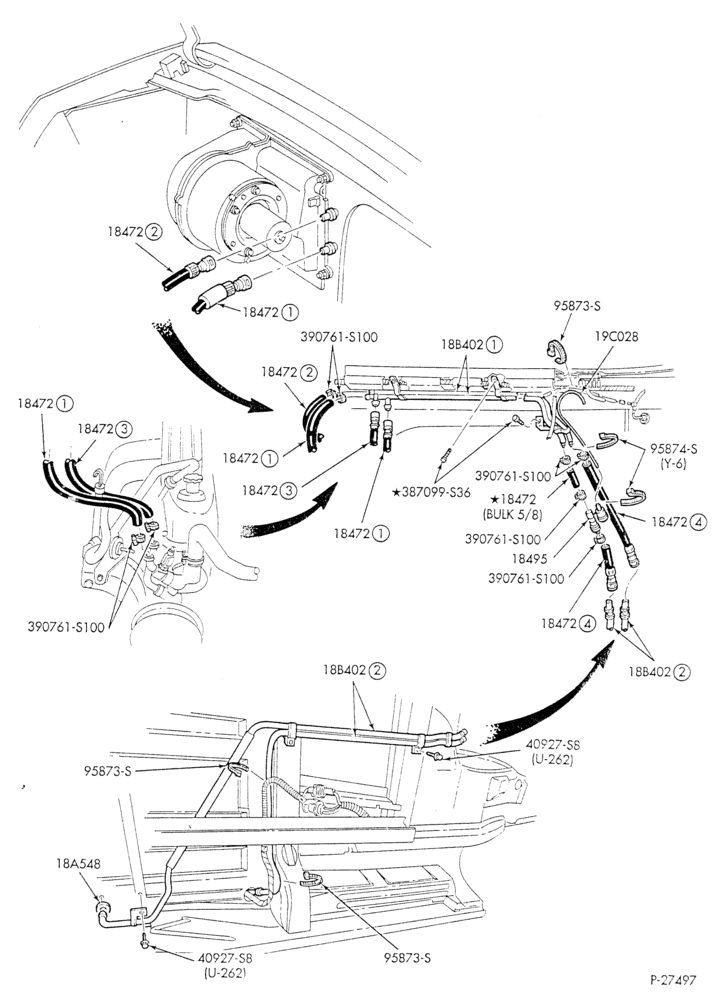 HEATER HOSES & TUBES-6 cyl. - 4.9L - w/o A/C - w/aux. heat-E