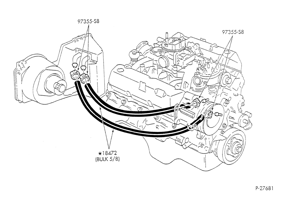 HEATER HOSES & TUBES-8 cyl. - 7.5L - w/o A/C-F & U