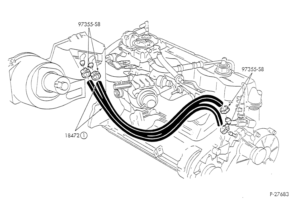 HEATER HOSES & TUBES-6 cyl. - 4.9L - w/o A/C - Canada-F & U
