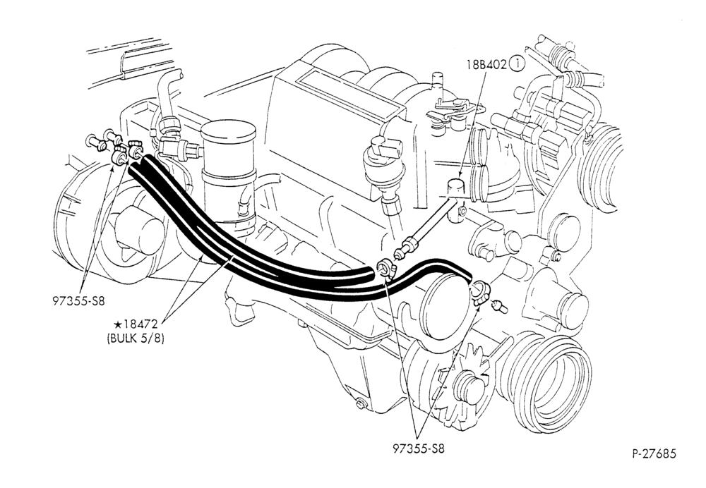 HEATER HOSES & TUBES-8 cyl. - 5.0L - w/A/C-F & U