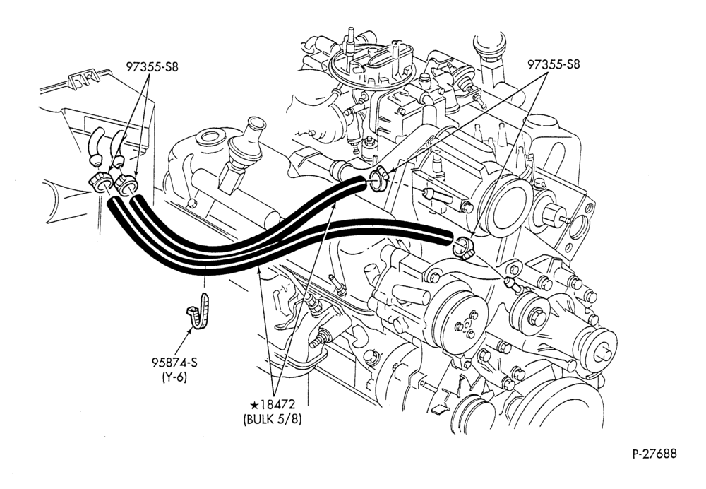 HEATER HOSES & TUBES-8 cyl. - 5.8L - w/o A/C - over 8500 G.V.W.-F & U