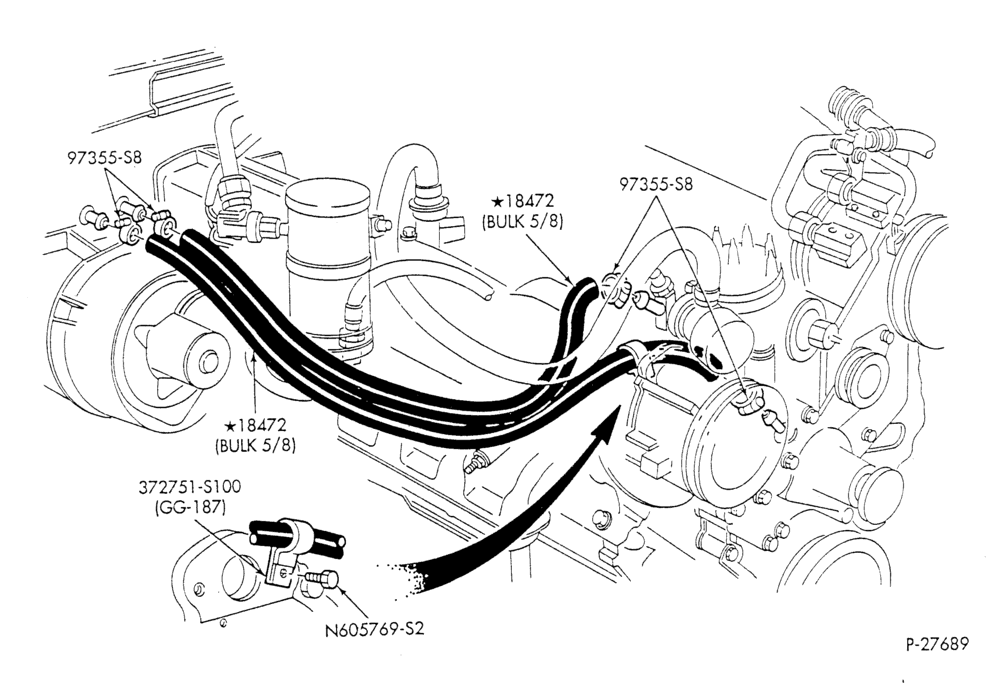 HEATER HOSES & TUBES-8 cyl. - 5.8L - w/A/C - under 8500 G.V.W.-F & U