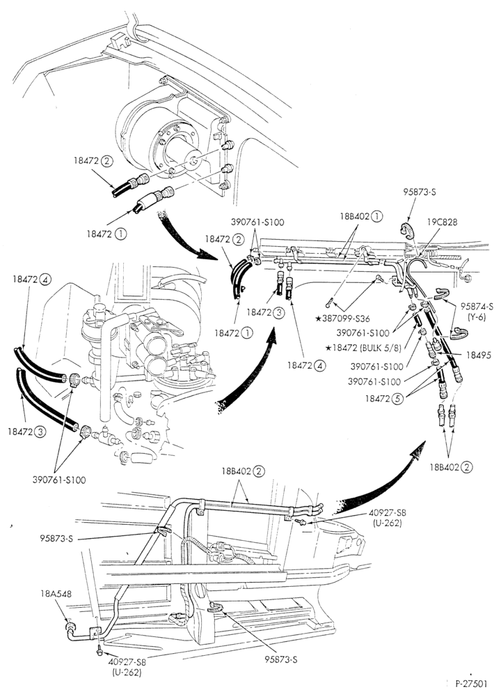 HEATER HOSES & TUBES-8 cyl. - 5.0L - w/o A/C - w/aux. heat-E
