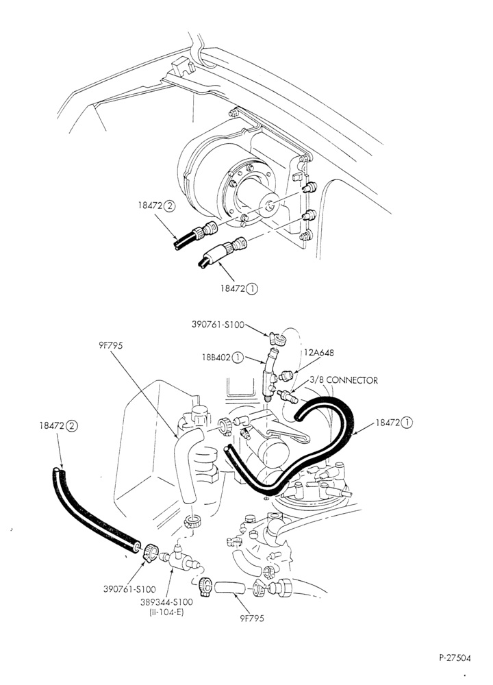 HEATER HOSES & TUBES-8 cyl. - 5.8L - w/o aux. heat-E