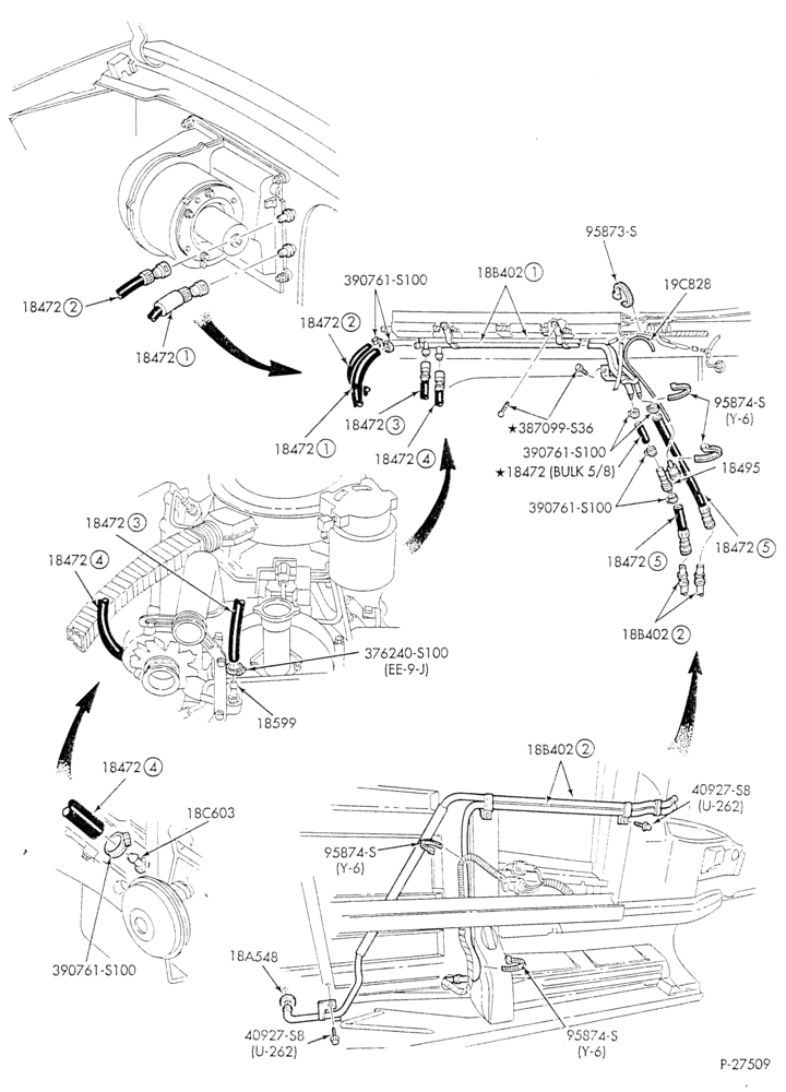 HEATER HOSES & TUBES-8 cyl. - 7.3L - w/o A/C - w/aux. heat-E