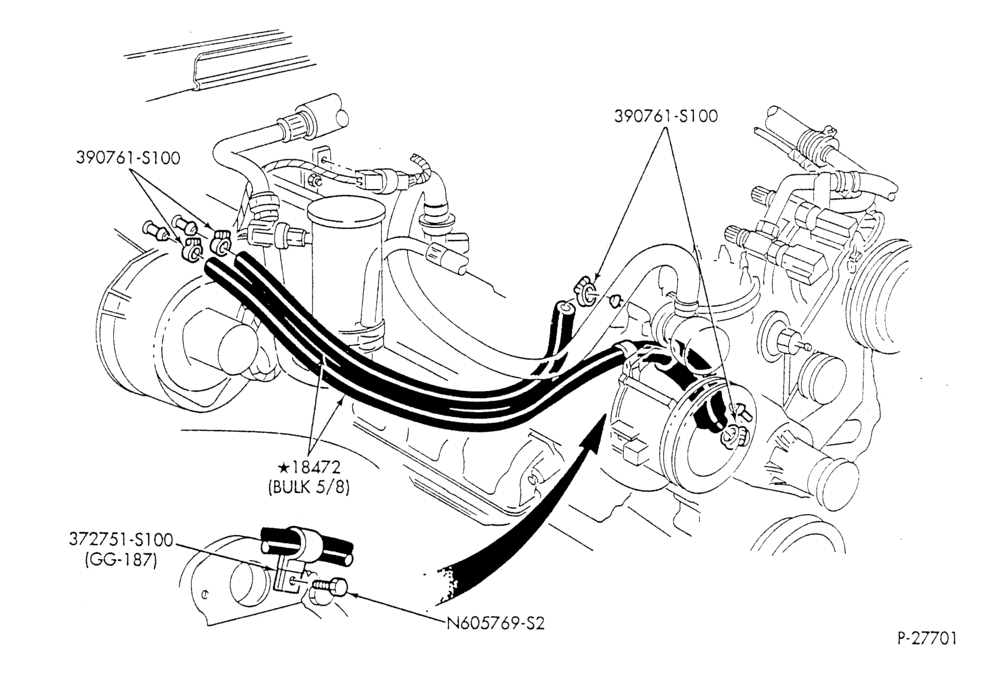 HEATER HOSES & TUBES-8 cyl. - 5.8L - under 8500 G.V.W.-F & U