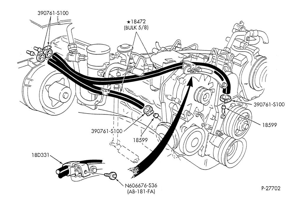 HEATER HOSES & TUBES-8 cyl. - 6.9L-F & U