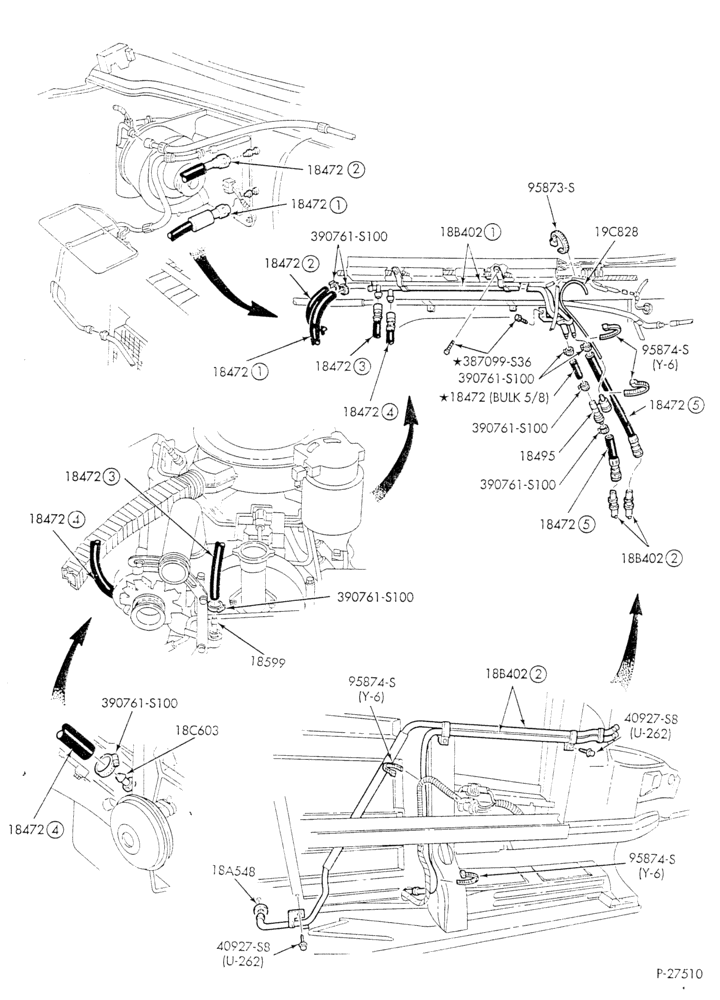 HEATER HOSES & TUBES-8 cyl. - 7.3L - w/A/C - w/aux. heat-E