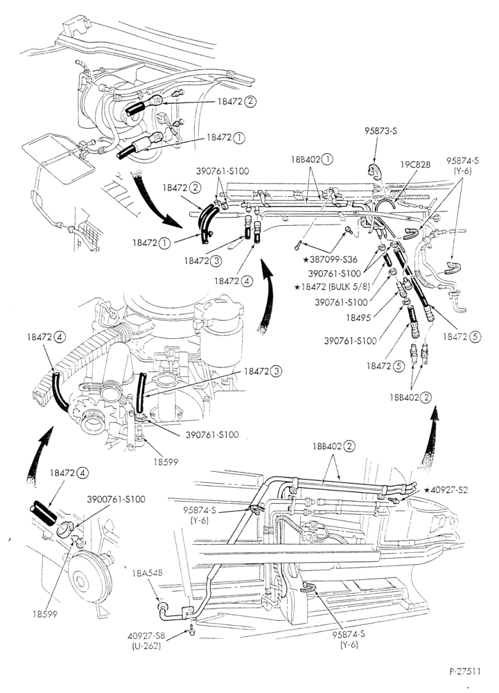 HEATER HOSES & TUBES-8 cyl. - 7.3L - w/aux. A/C - w/aux. heat-E