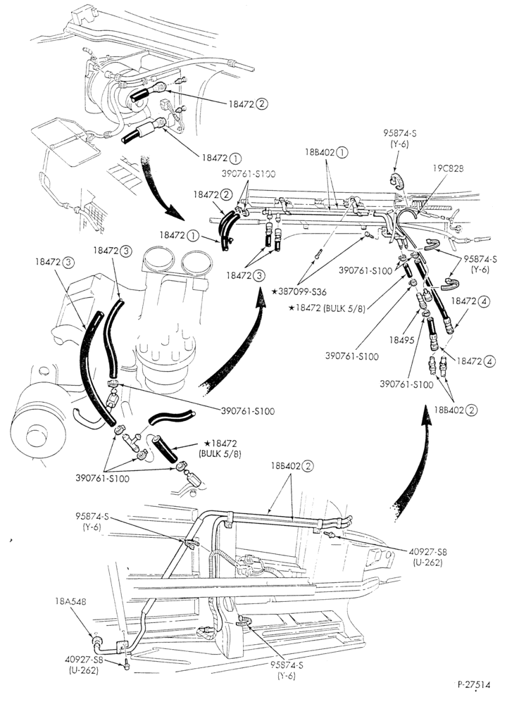 HEATER HOSES & TUBES-8 cyl. - 7.5L - w/A/C - w/aux. heat-E