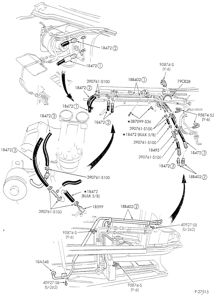HEATER HOSES & TUBES-8 cyl. - 7.5L - w/aux. A/C - w/aux. heat-E