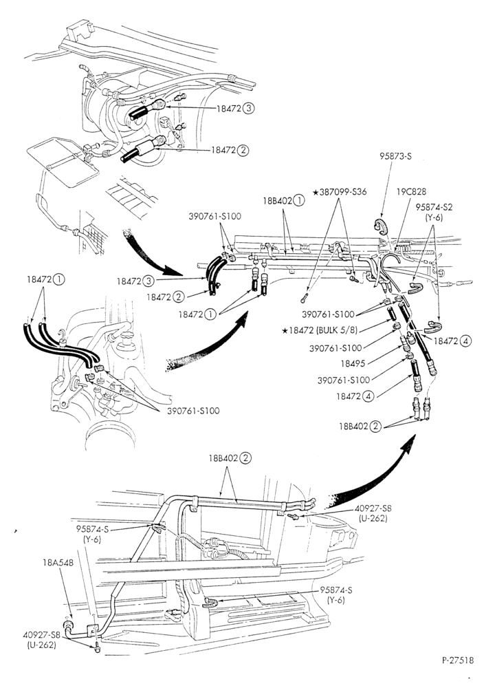 HEATER HOSES & TUBES-6 cyl. - 4.9L - w/A/C - w/aux. heat-E