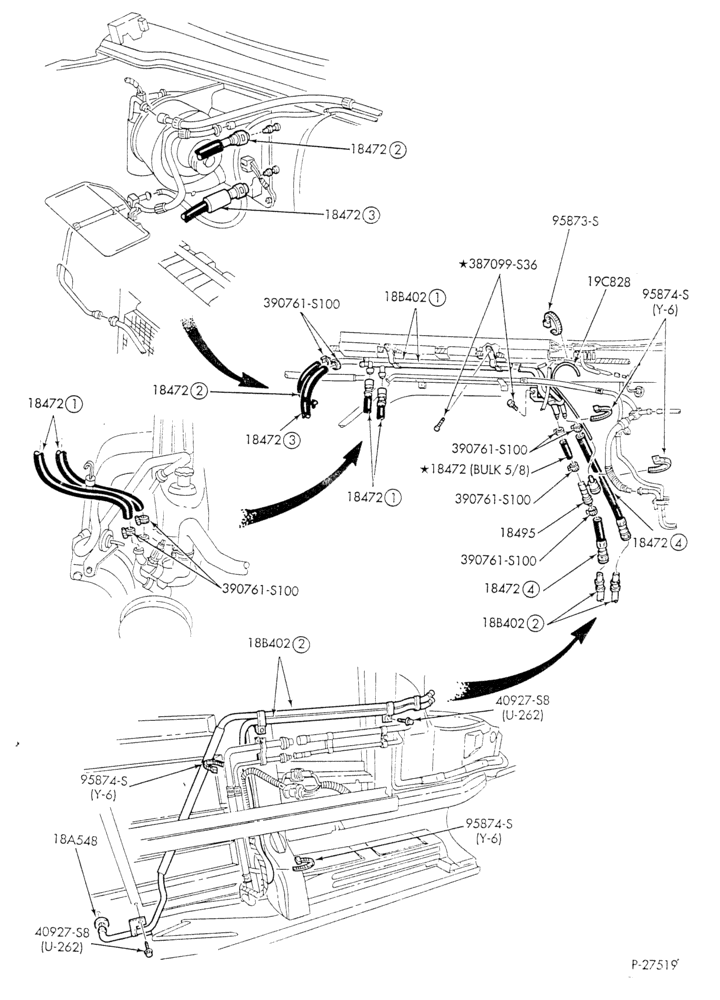 HEATER HOSES & TUBES-6 cyl. - 4.9L - w/aux. A/C - w/aux. heat-E
