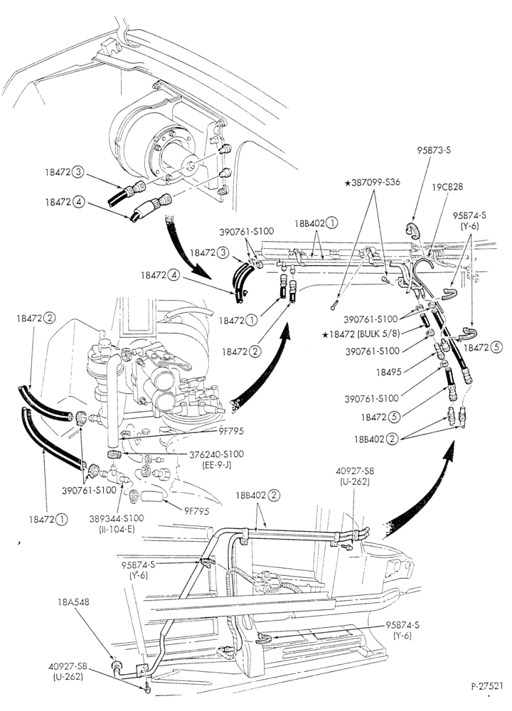 HEATER HOSES & TUBES-8 cyl. - 5.0L - w/o A/C - w/aux. heat-E