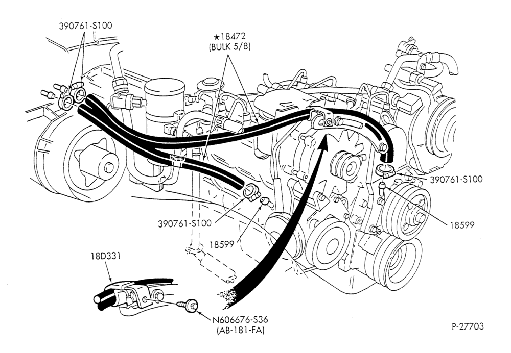 HEATER HOSES & TUBES-8 cyl. - 7.3L-F & U