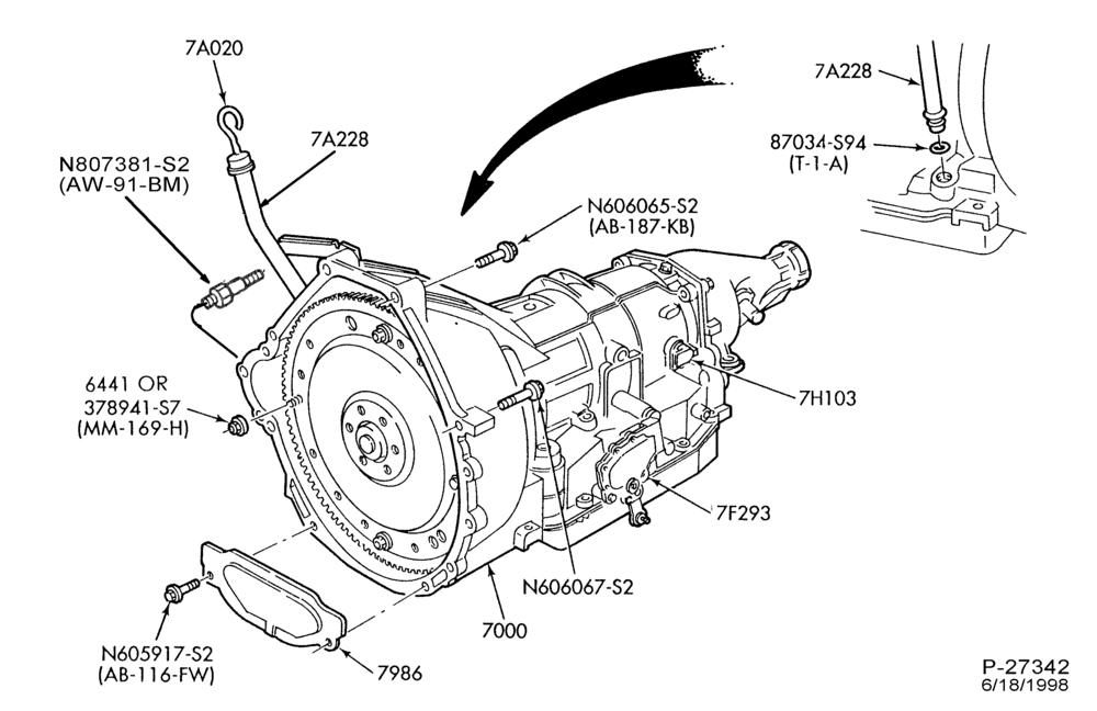 A70.4A - 4R70W TYPE - EXTERNAL PARTS-4R70W TYPE - transmission installation - 8 cyl. 4.6L