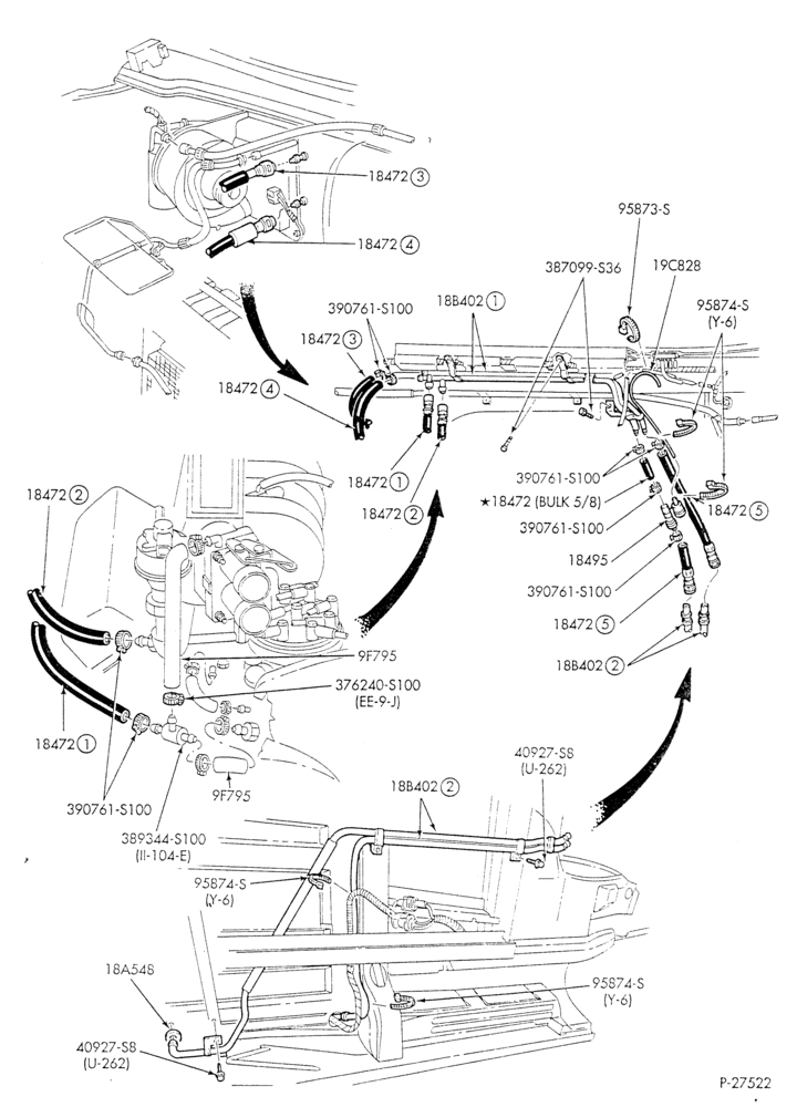 HEATER HOSES & TUBES-8 cyl. - 5.0L - w/A/C - w/aux. heat-E