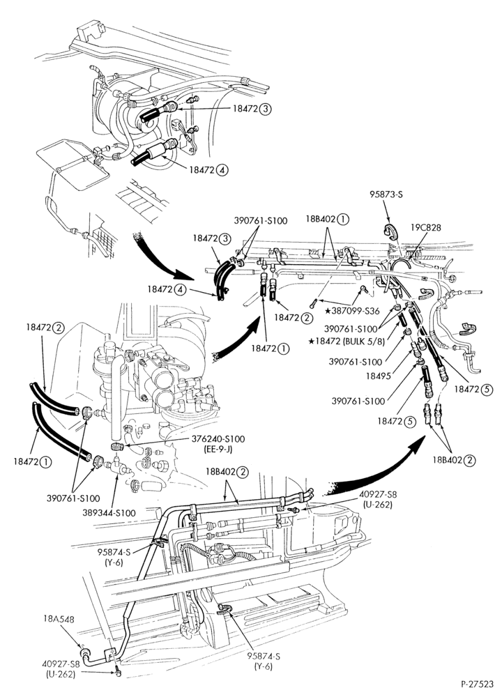 HEATER HOSES & TUBES-8 cyl. - 5.0L - w/aux. A/C - w/aux. heat-E