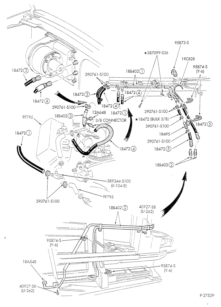 HEATER HOSES & TUBES-8 cyl. - 5.8L - w/o A/C - w/aux. heat - C-6 trans.-E